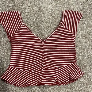 American Eagle stripped red & white crop top (small)